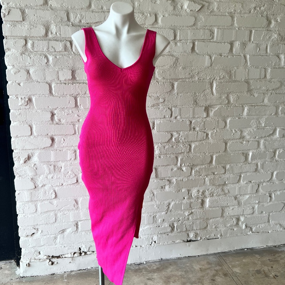 Pink Ribbed Dress